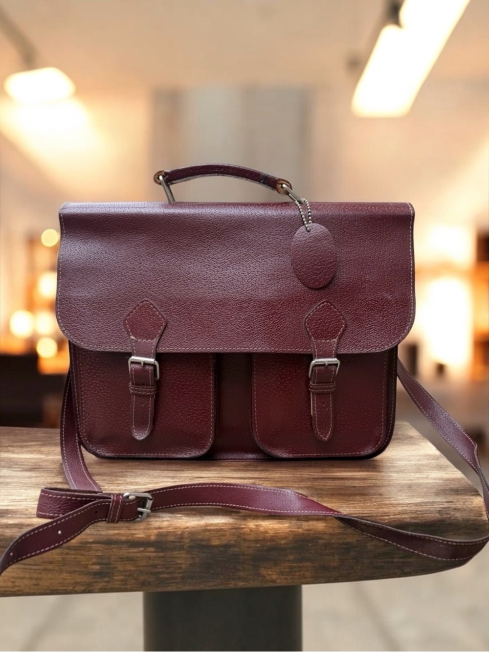 Tivoli Corp Genuine Leather Messenger Bag Made in Czechoslovakia Vtg Crossbody